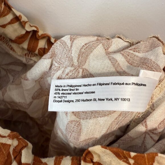 Eloquii Womens Plus Size 20 Wide Leg Pants Brown Tan Leaf Print Pull-On Style - Picture 7 of 7